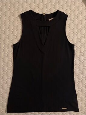 Michael Kors Black Sleeveless Keyhole Tank